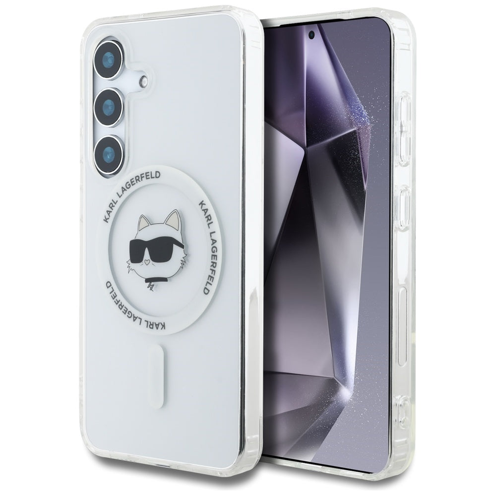 Funda MagSafe para Samsung Galaxy S25 S931, Karl Lagerfeld, IML Choupette's Head, Blanca.