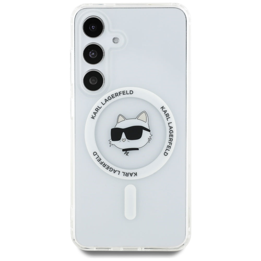 Funda MagSafe para Samsung Galaxy S25 S931, Karl Lagerfeld, IML Choupette's Head, Blanca.