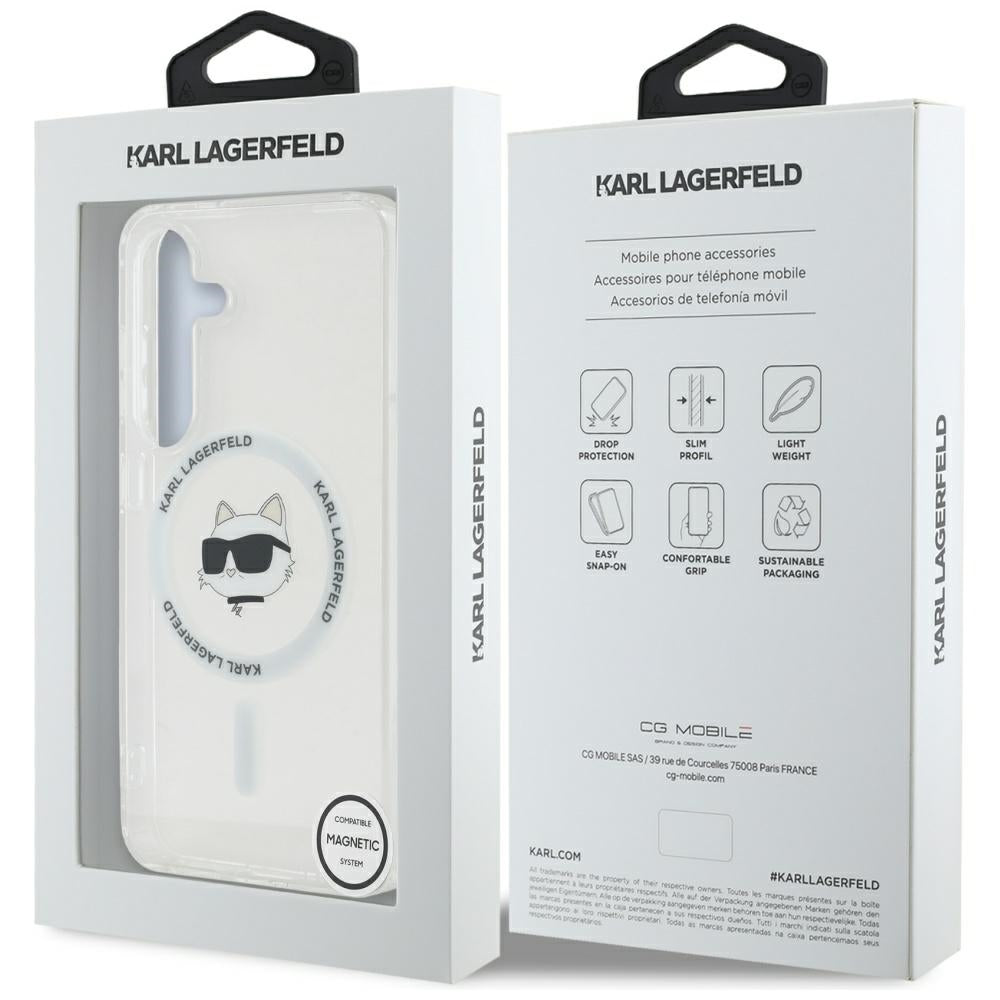 Funda MagSafe para Samsung Galaxy S25 S931, Karl Lagerfeld, IML Choupette's Head, Blanca.