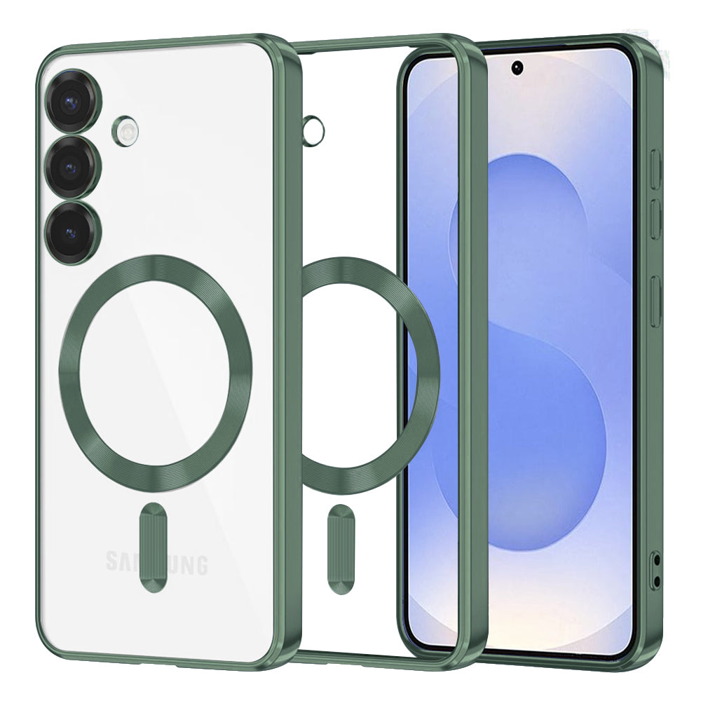 Funda MagSafe para Samsung Galaxy S25 S931, Techsuit, Luxury Crystal, Verde Oscuro