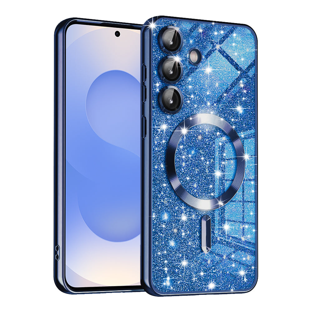 Funda MagSafe para Samsung Galaxy S25 S931, Techsuit, Luxury Glitter, Azul Oscuro