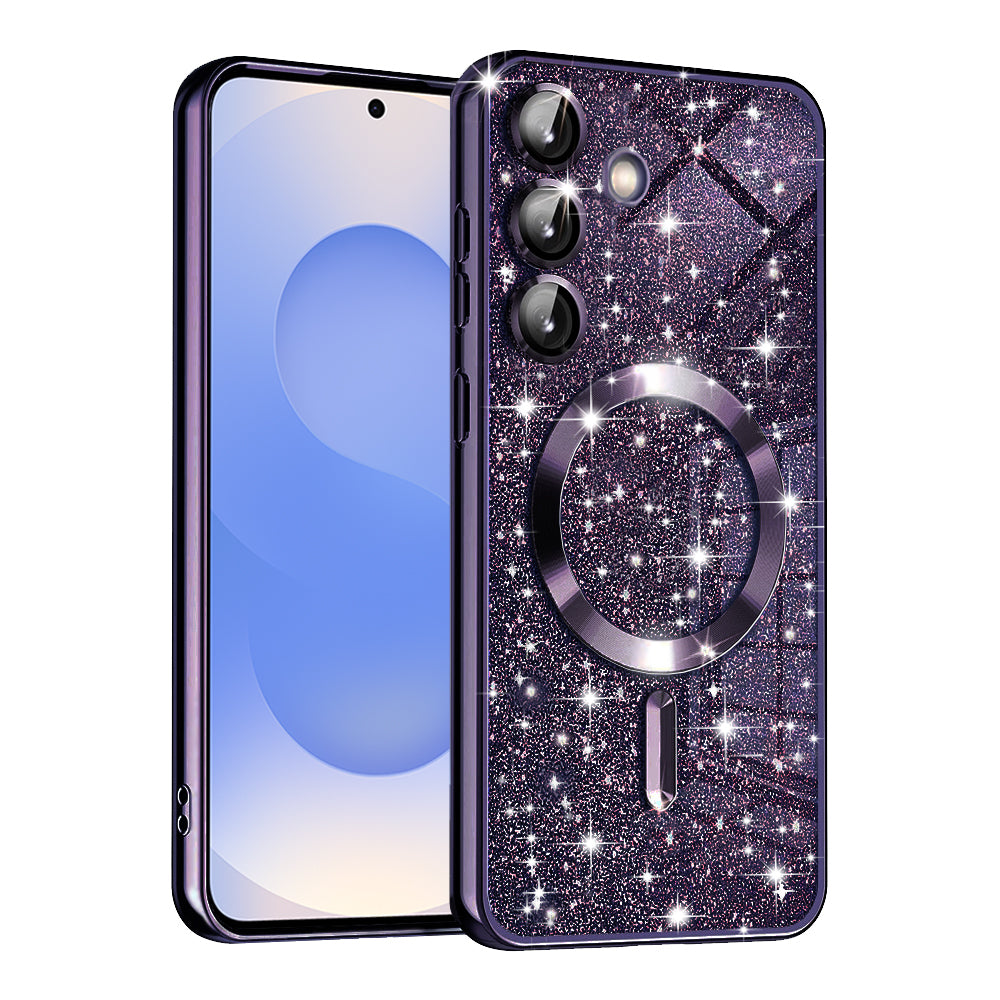 Funda MagSafe para Samsung Galaxy S25 S931, Techsuit, Luxury Glitter, Morado Oscuro