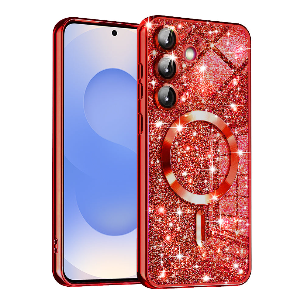 Funda MagSafe para Samsung Galaxy S25 S931, Techsuit, Luxury Glitter, Roja