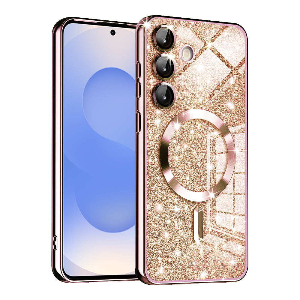 Funda MagSafe para Samsung Galaxy S25 S931, Techsuit, Luxury Glitter, Rosa Dorado