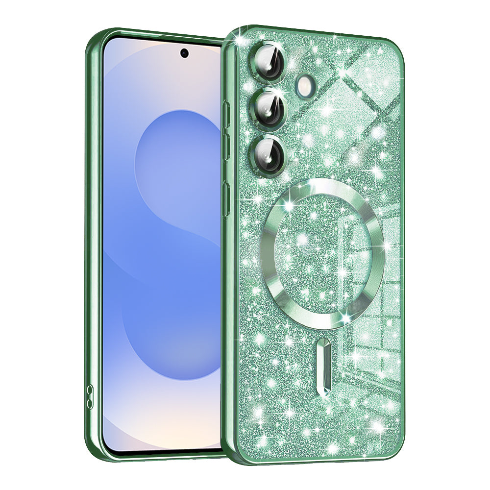 Funda MagSafe para Samsung Galaxy S25 S931, Techsuit, Luxury Glitter, Verde Claro