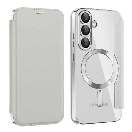 Funda MagSafe para Samsung Galaxy S25 S931, Techsuit, SmartMag Book, Gris
