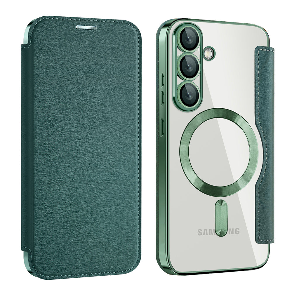 Funda MagSafe para Samsung Galaxy S25 S931, Techsuit, SmartMag Book, Verde