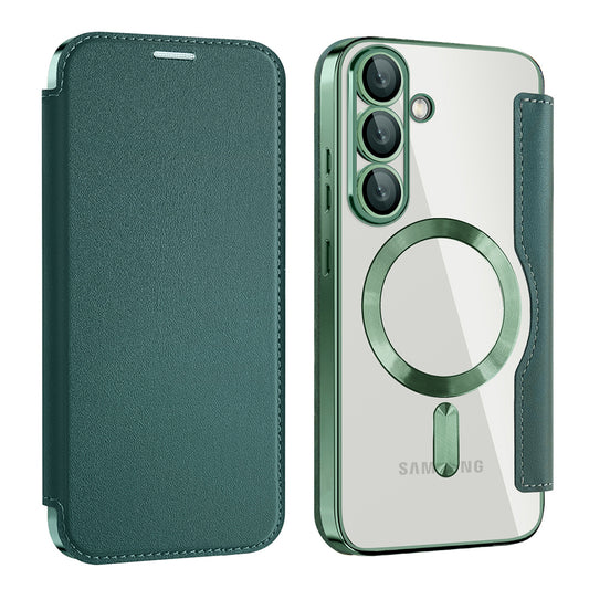 Funda MagSafe para Samsung Galaxy S25 S931, Techsuit, SmartMag Book, Verde