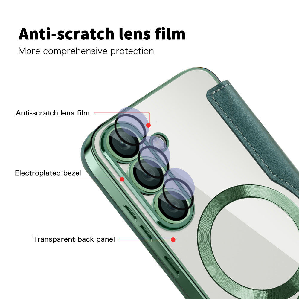 Funda MagSafe para Samsung Galaxy S25 S931, Techsuit, SmartMag Book, Verde