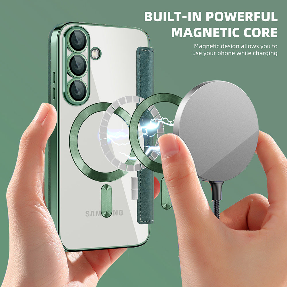 Funda MagSafe para Samsung Galaxy S25 S931, Techsuit, SmartMag Book, Verde