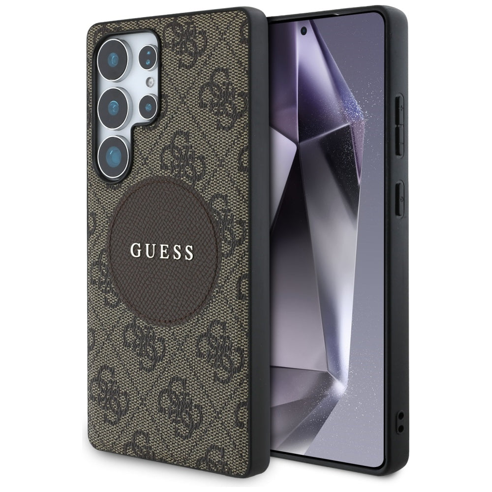Funda MagSafe para Samsung Galaxy S25 Ultra S938, Guess, 4G Circle Classic Logo, Marrón