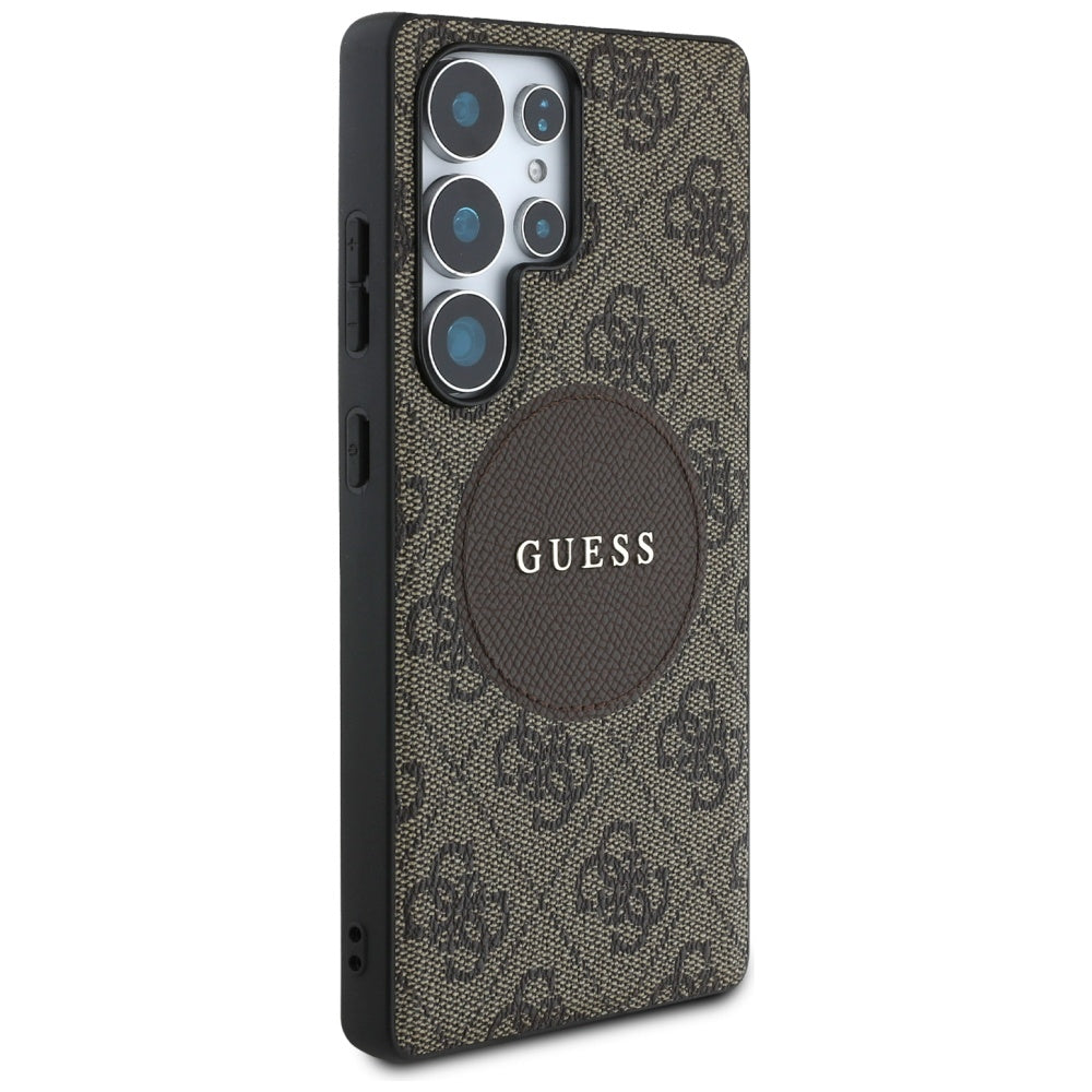 Funda MagSafe para Samsung Galaxy S25 Ultra S938, Guess, 4G Circle Classic Logo, Marrón