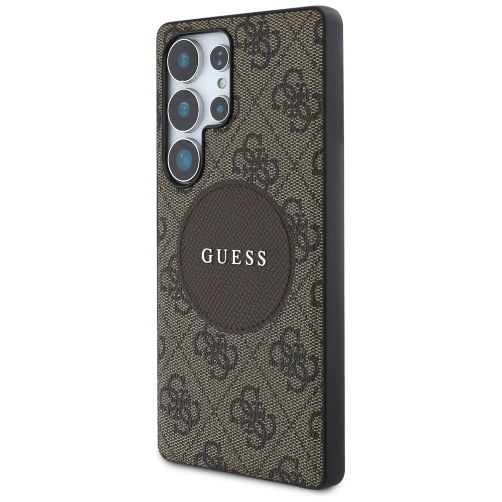 Funda MagSafe para Samsung Galaxy S25 Ultra S938, Guess, 4G Circle Classic Logo, Marrón