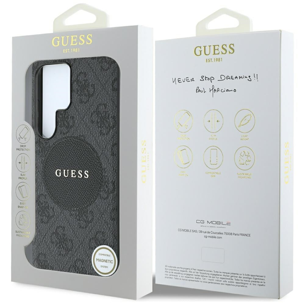 Funda MagSafe para Samsung Galaxy S25 Ultra S938, Guess, 4G Circle Classic Logo, Negra