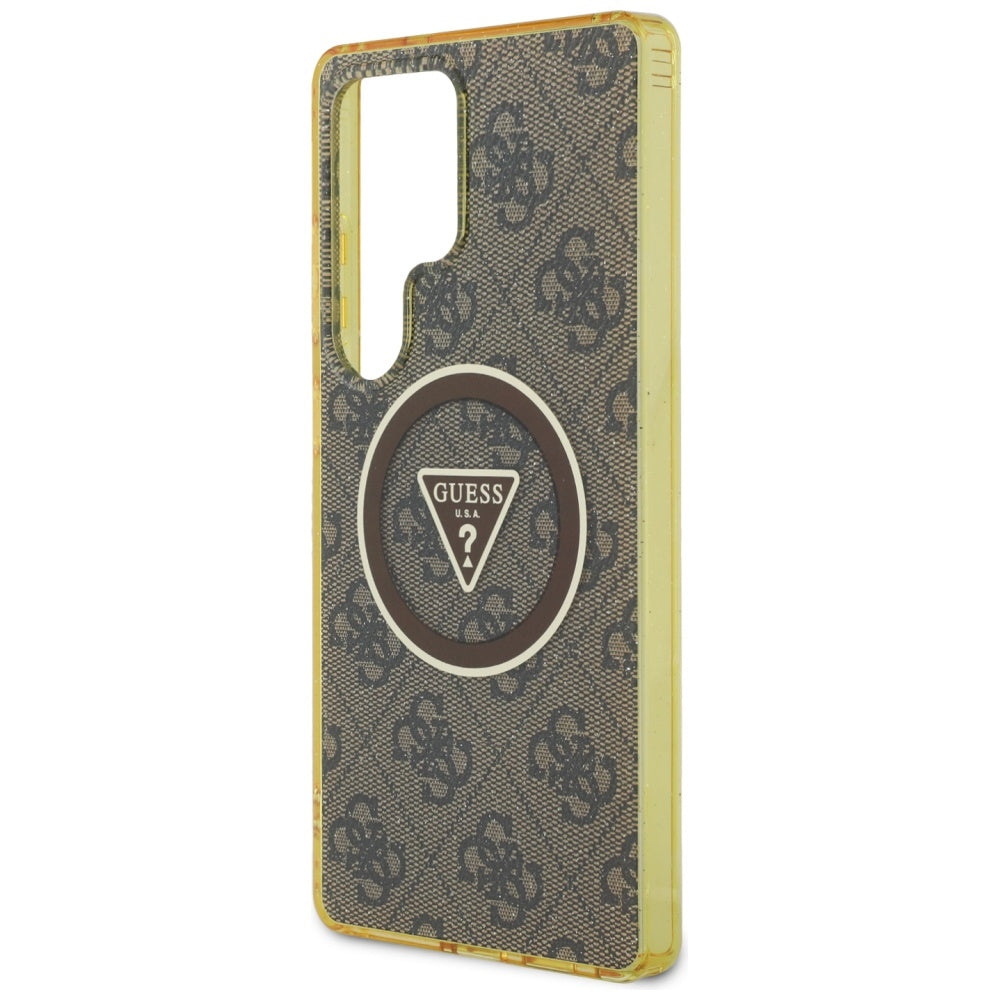 Funda MagSafe para Samsung Galaxy S25 Ultra S938, Guess, IML Glitter 4G Circle Triangle, Marrón