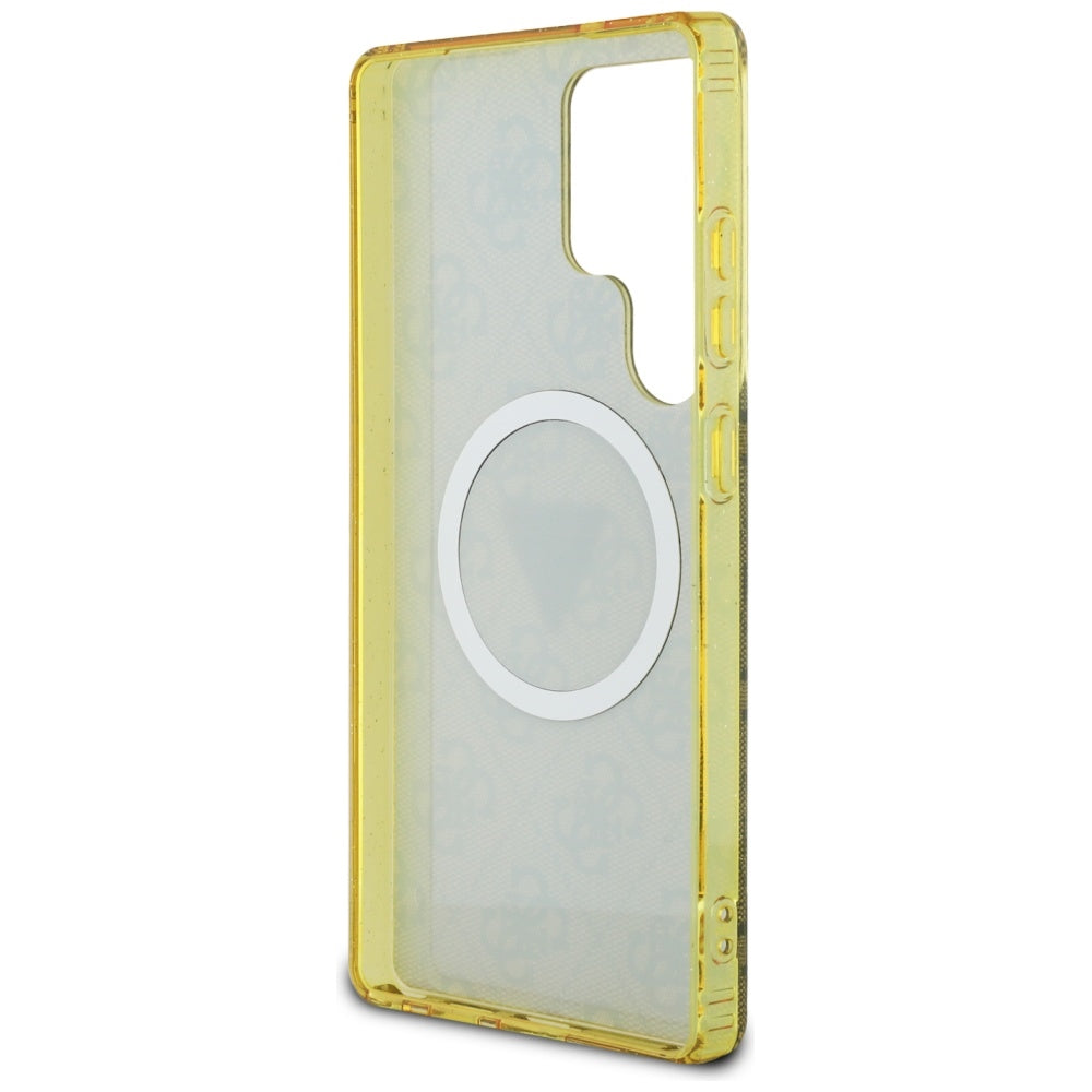 Funda MagSafe para Samsung Galaxy S25 Ultra S938, Guess, IML Glitter 4G Circle Triangle, Marrón