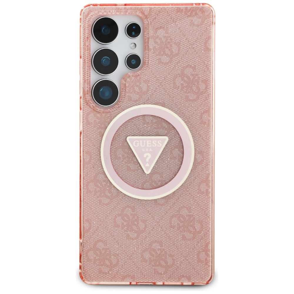 Funda MagSafe para Samsung Galaxy S25 Ultra S938, Guess, IML Glitter 4G Circle Triangle, Rosa