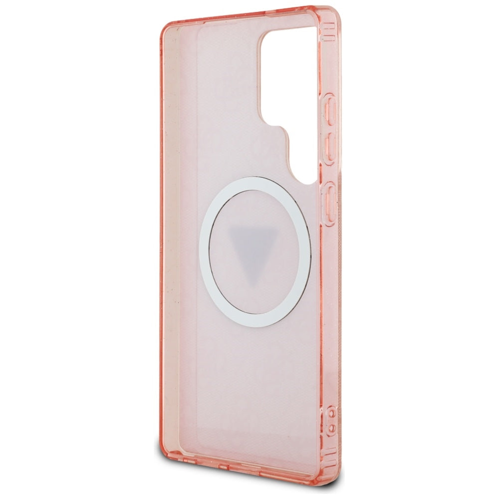 Funda MagSafe para Samsung Galaxy S25 Ultra S938, Guess, IML Glitter 4G Circle Triangle, Rosa