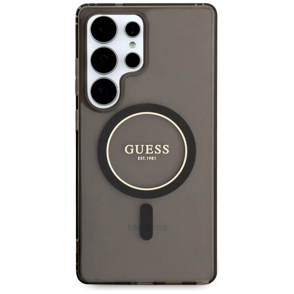 Funda MagSafe para Samsung Galaxy S25 Ultra S938, Guess, IML Glitter Circle, Negra
