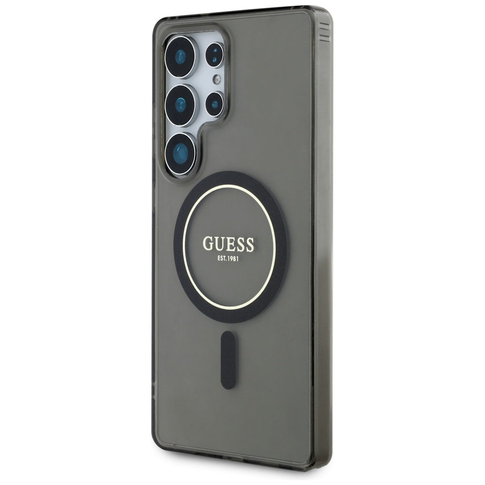 Funda MagSafe para Samsung Galaxy S25 Ultra S938, Guess, IML Glitter Circle, Negra