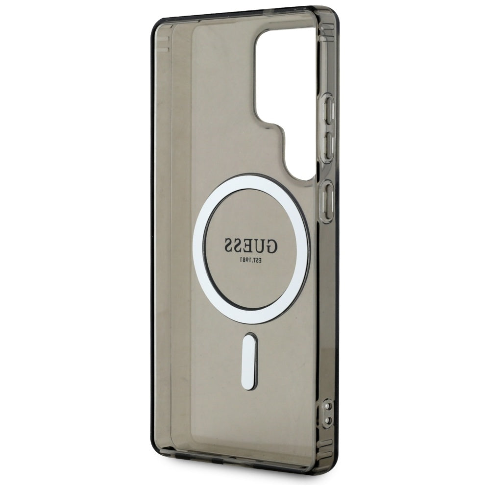 Funda MagSafe para Samsung Galaxy S25 Ultra S938, Guess, IML Glitter Circle, Negra