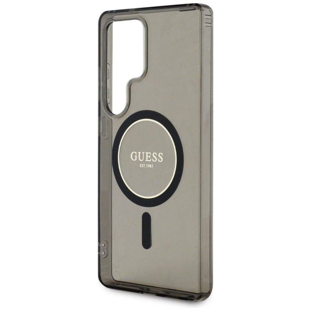 Funda MagSafe para Samsung Galaxy S25 Ultra S938, Guess, IML Glitter Circle, Negra