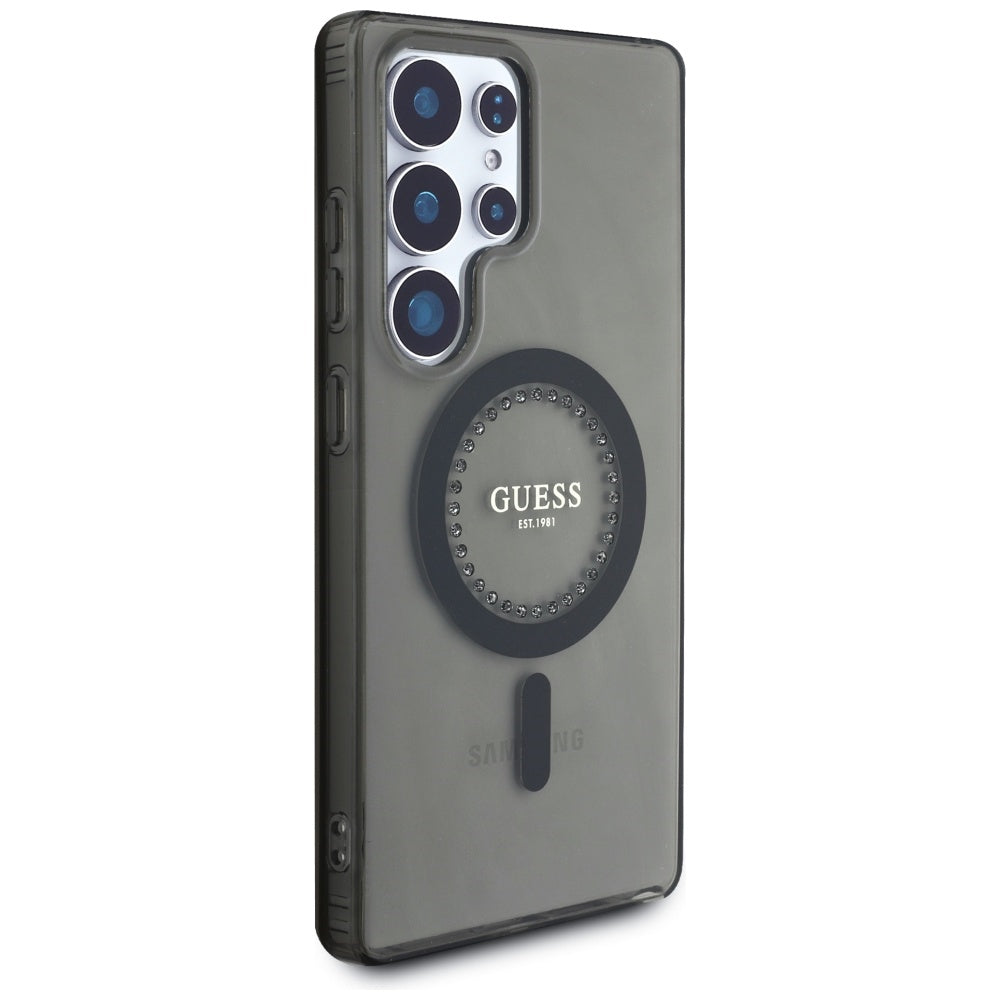 Funda MagSafe para Samsung Galaxy S25 Ultra S938, Guess, IML Rhinestone, Negra