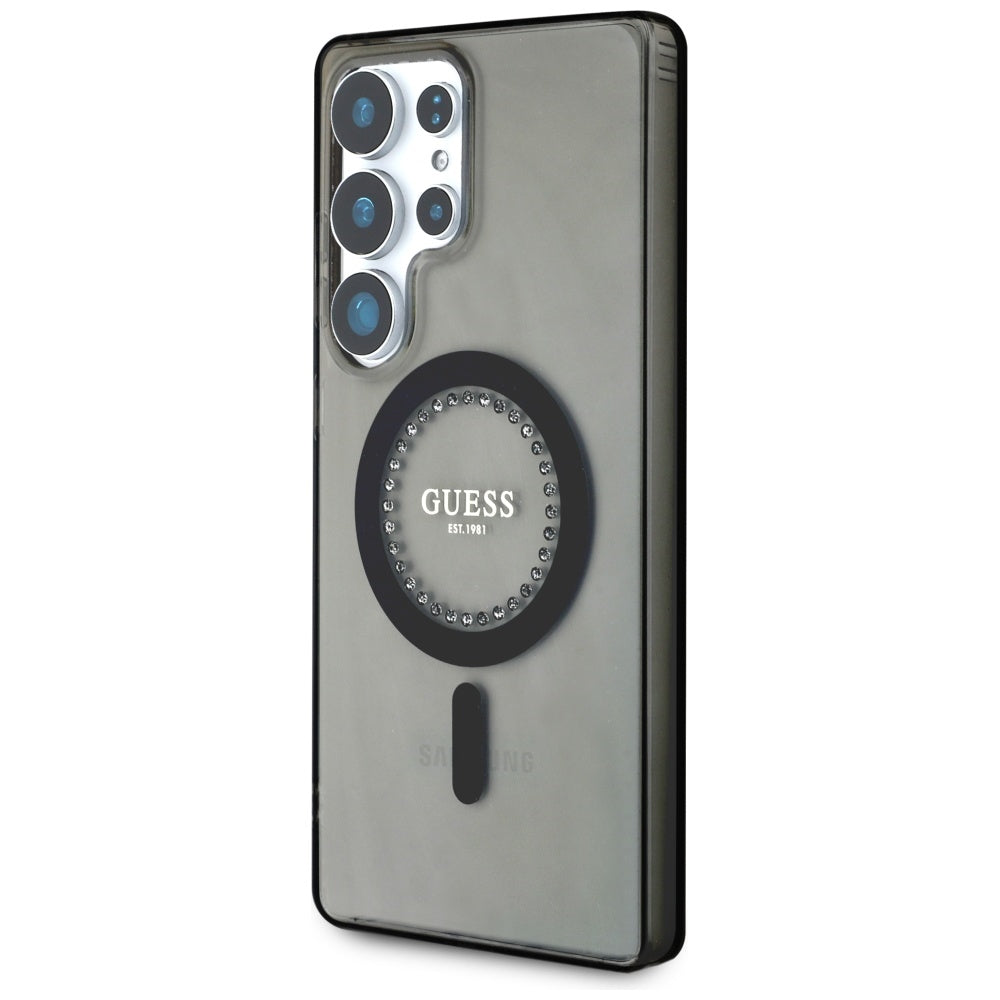 Funda MagSafe para Samsung Galaxy S25 Ultra S938, Guess, IML Rhinestone, Negra