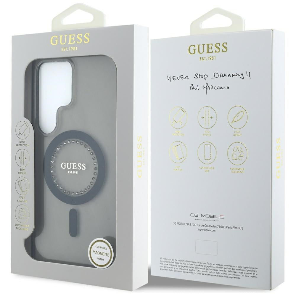 Funda MagSafe para Samsung Galaxy S25 Ultra S938, Guess, IML Rhinestone, Negra