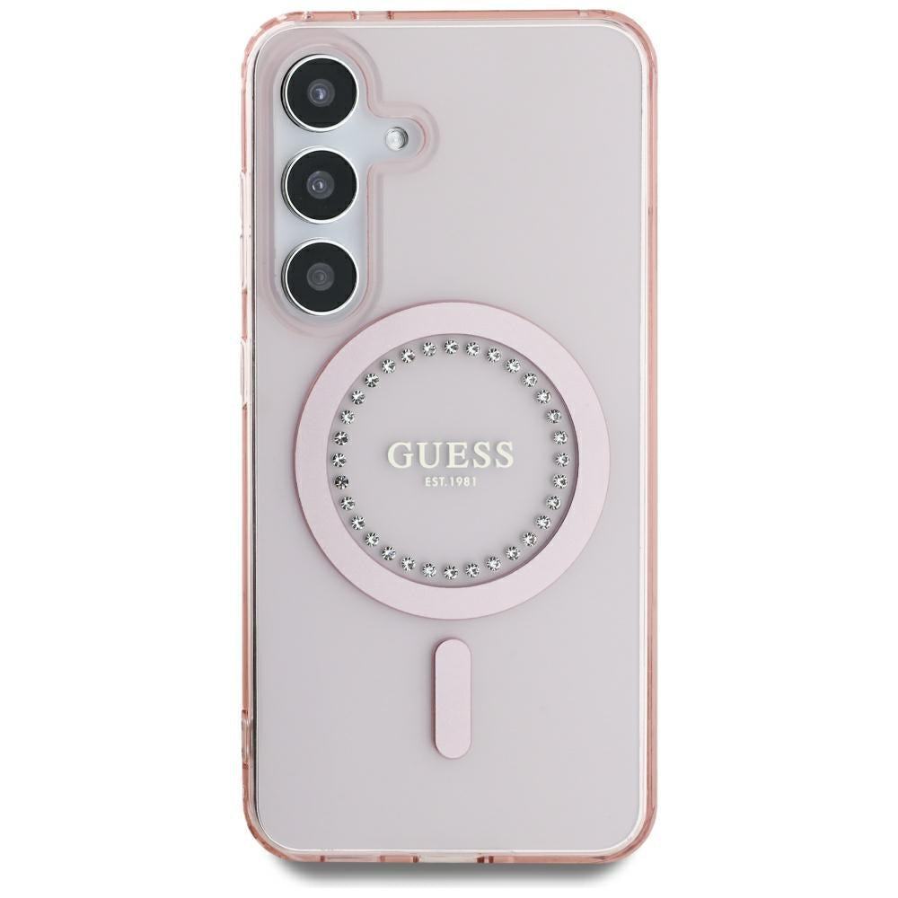 Funda MagSafe para Samsung Galaxy S25 S931, Guess, IML Rhinestone, Rosa