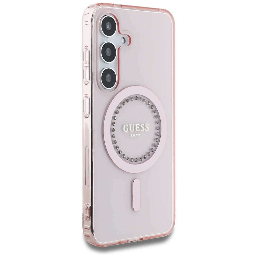 Funda MagSafe para Samsung Galaxy S25 S931, Guess, IML Rhinestone, Rosa