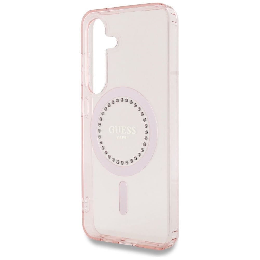 Funda MagSafe para Samsung Galaxy S25 S931, Guess, IML Rhinestone, Rosa