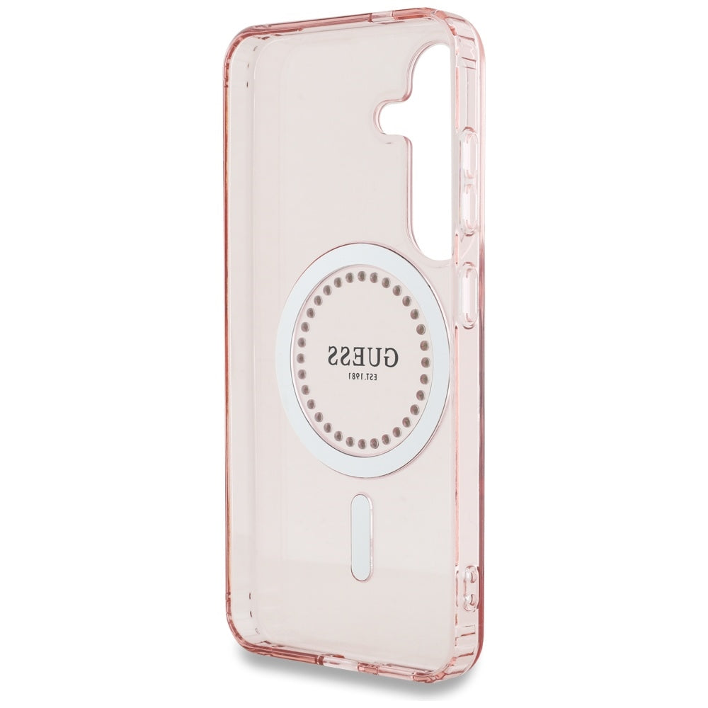 Funda MagSafe para Samsung Galaxy S25 S931, Guess, IML Rhinestone, Rosa