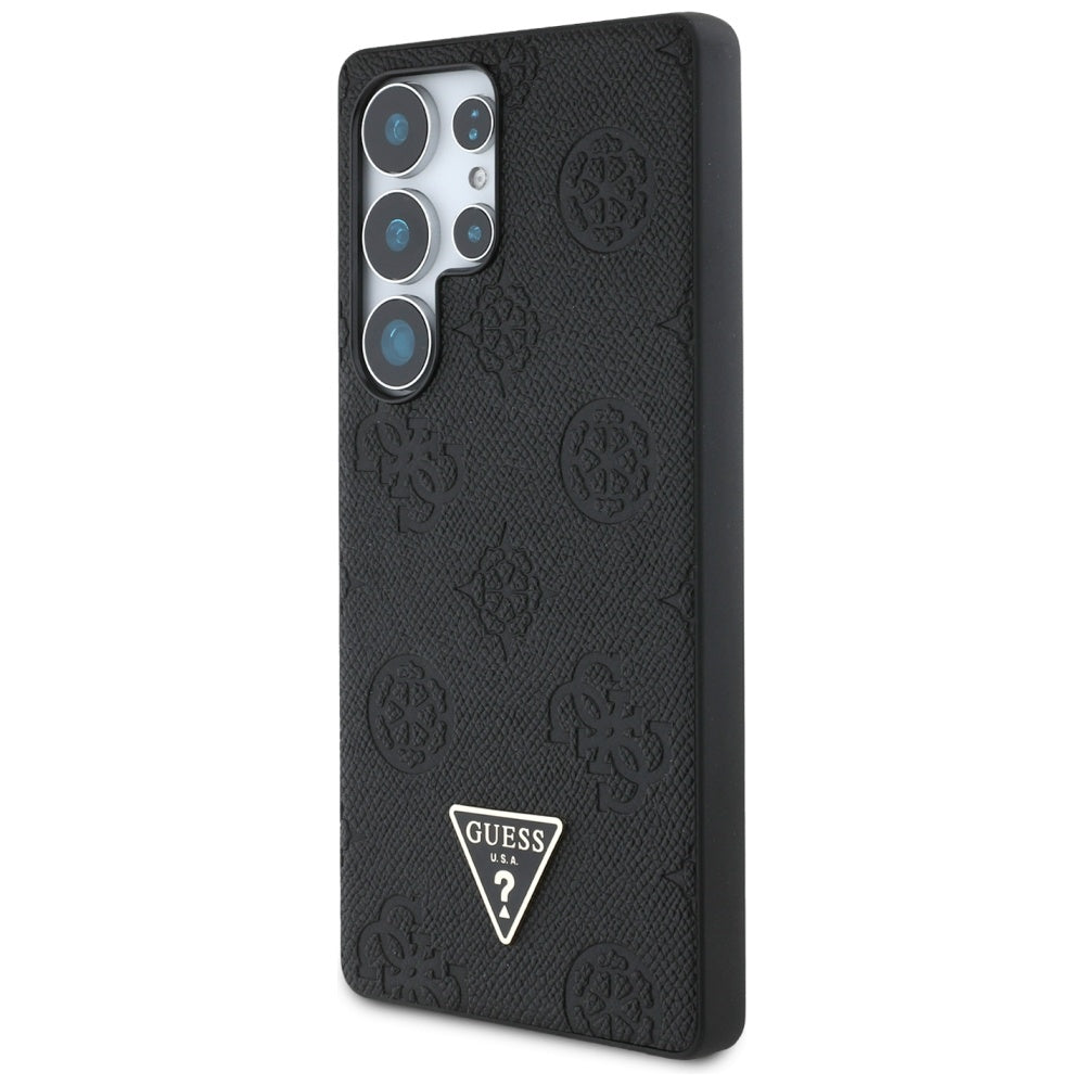 Funda MagSafe para Samsung Galaxy S25 Ultra S938, Guess, Peony Grained Hot Stamp Triangle, Negra