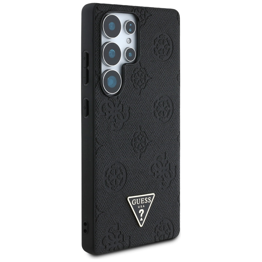 Funda MagSafe para Samsung Galaxy S25 Ultra S938, Guess, Peony Grained Hot Stamp Triangle, Negra
