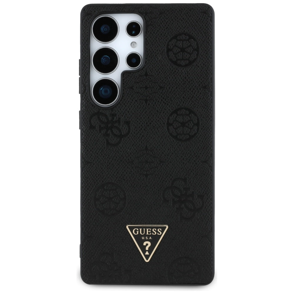 Funda MagSafe para Samsung Galaxy S25 Ultra S938, Guess, Peony Grained Hot Stamp Triangle, Negra
