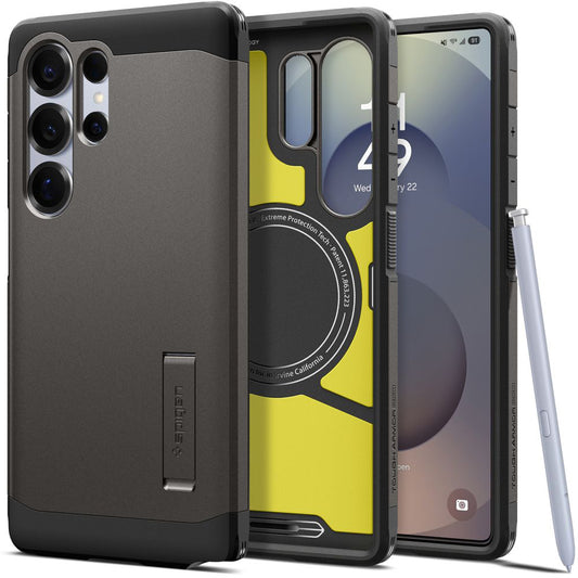 Funda MagSafe para Samsung Galaxy S25 Ultra S938, Spigen, Tough Armor, Gris