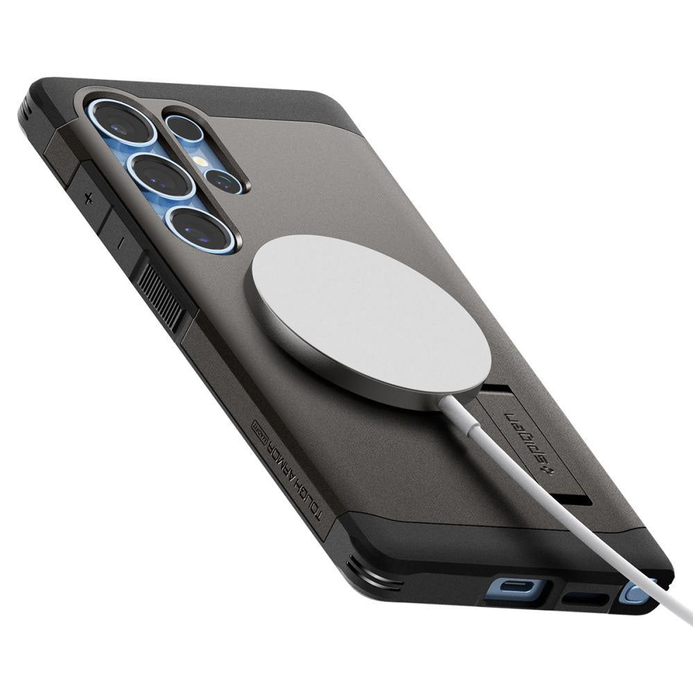 Funda MagSafe para Samsung Galaxy S25 Ultra S938, Spigen, Tough Armor, Gris ACS08965
