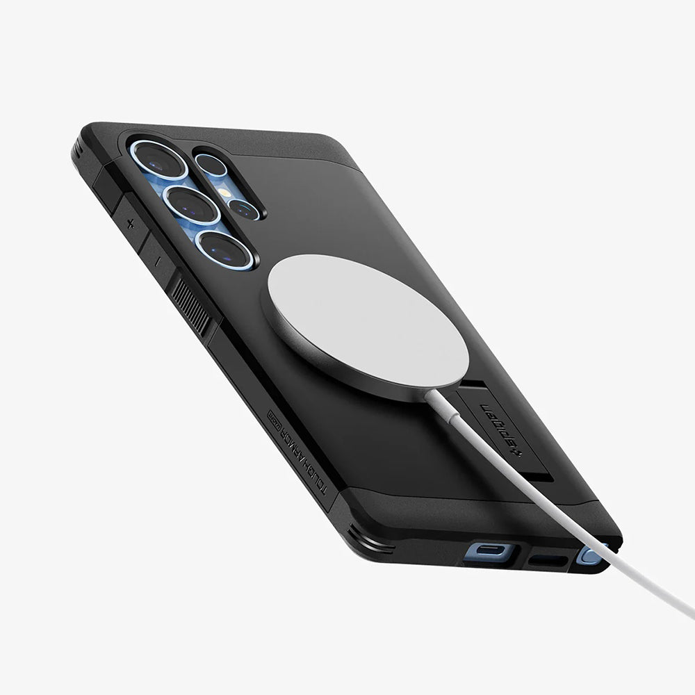 Funda MagSafe para Samsung Galaxy S25 Ultra S938, Spigen, Tough Armor, Negra ACS08964