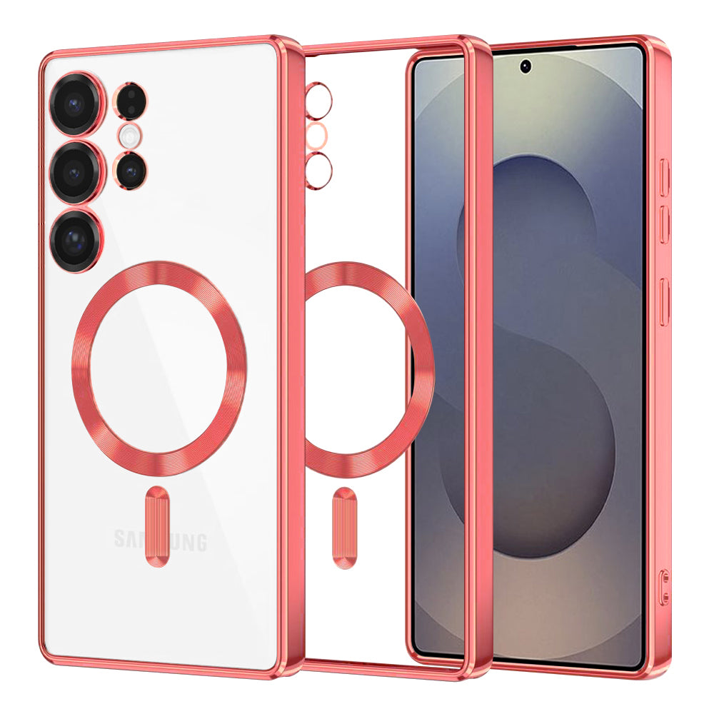 Funda MagSafe para Samsung Galaxy S25 Ultra S938, Techsuit, Luxury Crystal, Roja