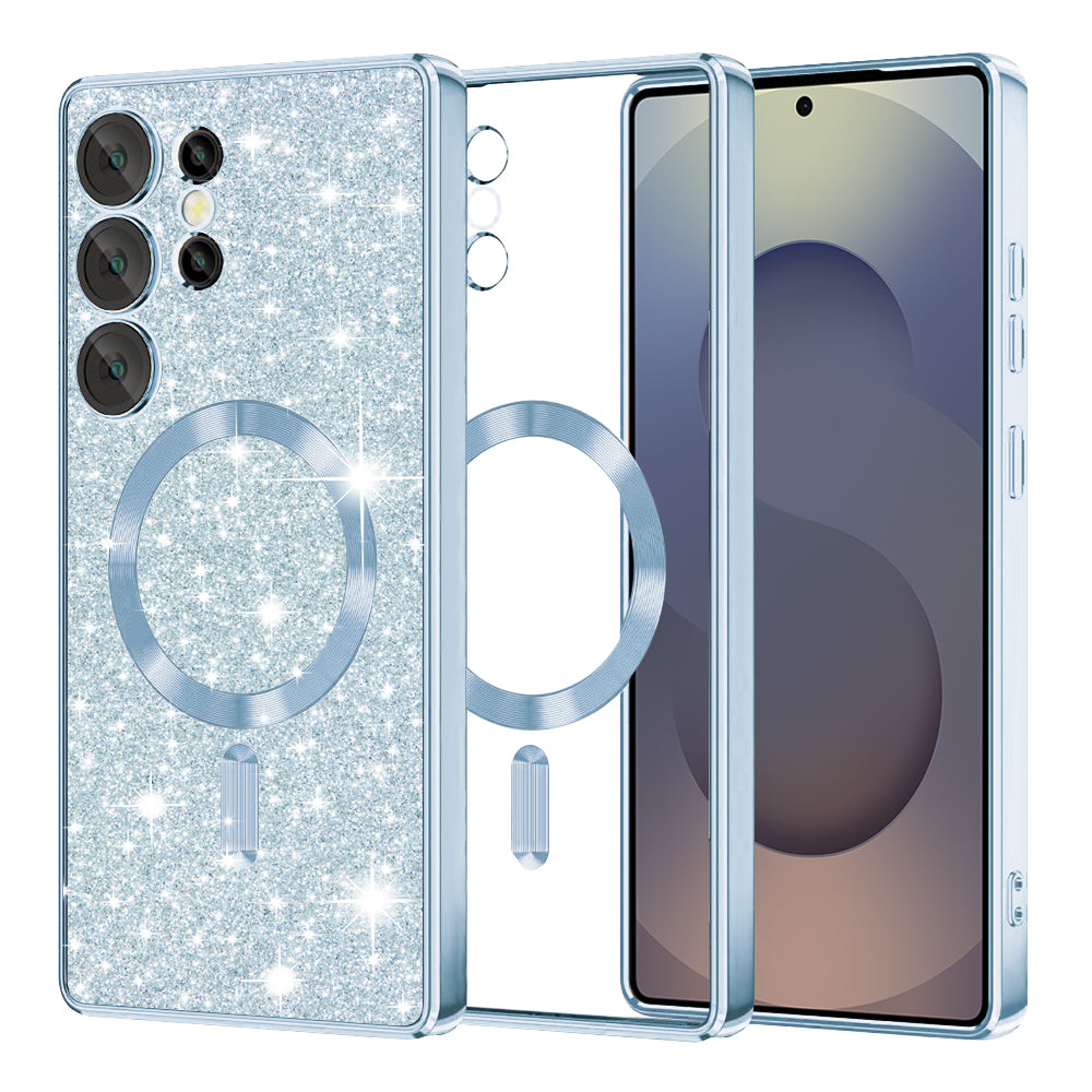 Funda MagSafe para Samsung Galaxy S25 Ultra S938, Techsuit, Luxury Glitter, Azul