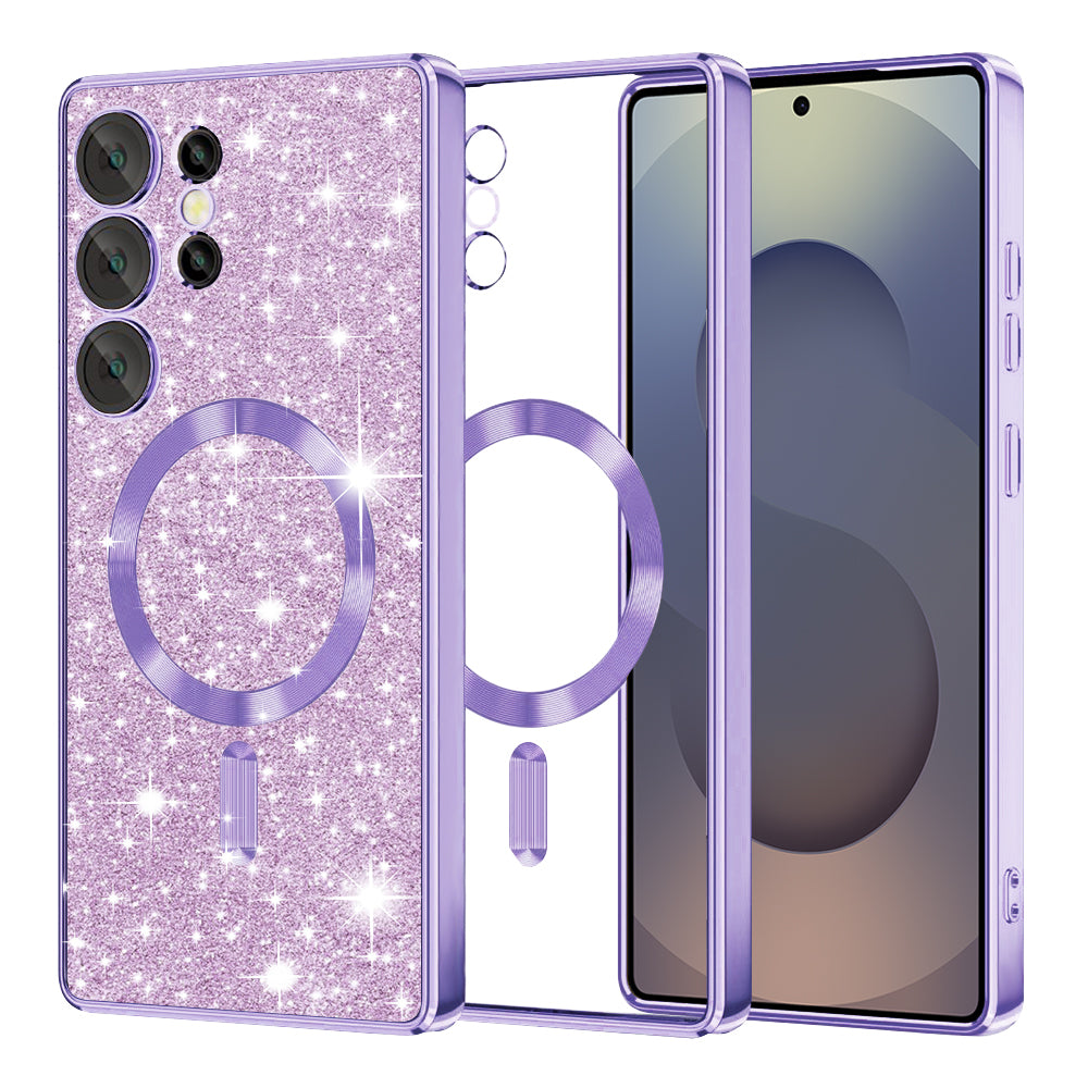 Funda MagSafe para Samsung Galaxy S25 Ultra S938, Techsuit, Luxury Glitter, Morado Claro