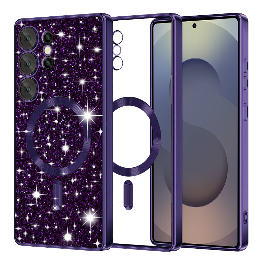 Funda MagSafe para Samsung Galaxy S25 Ultra S938, Techsuit, Luxury Glitter, Morado Oscuro