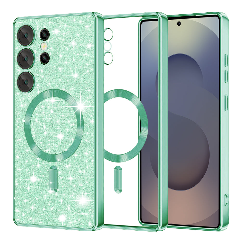 Funda MagSafe para Samsung Galaxy S25 Ultra S938, Techsuit, Luxury Glitter, Verde Claro
