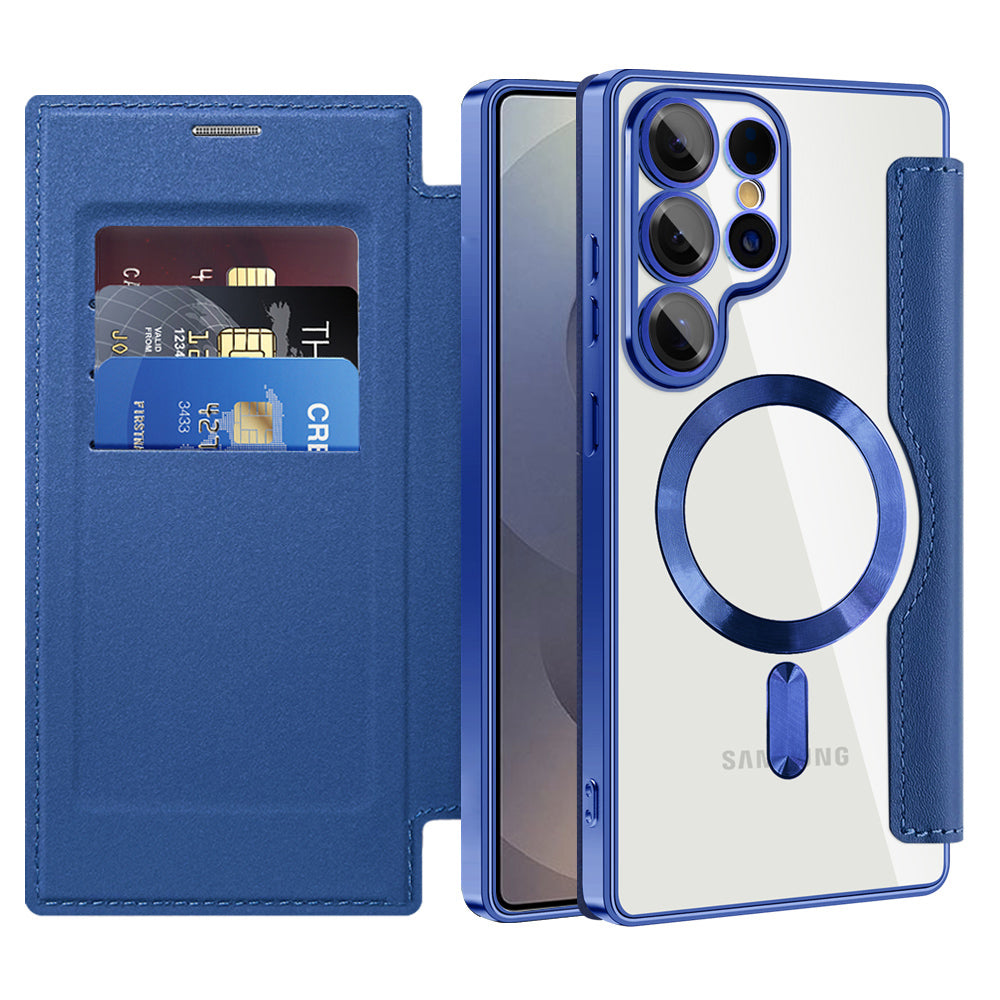 Funda MagSafe para Samsung Galaxy S25 Ultra S938, Techsuit, SmartMag Book, Azul