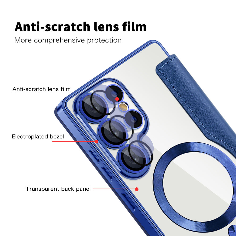 Funda MagSafe para Samsung Galaxy S25 Ultra S938, Techsuit, SmartMag Book, Azul
