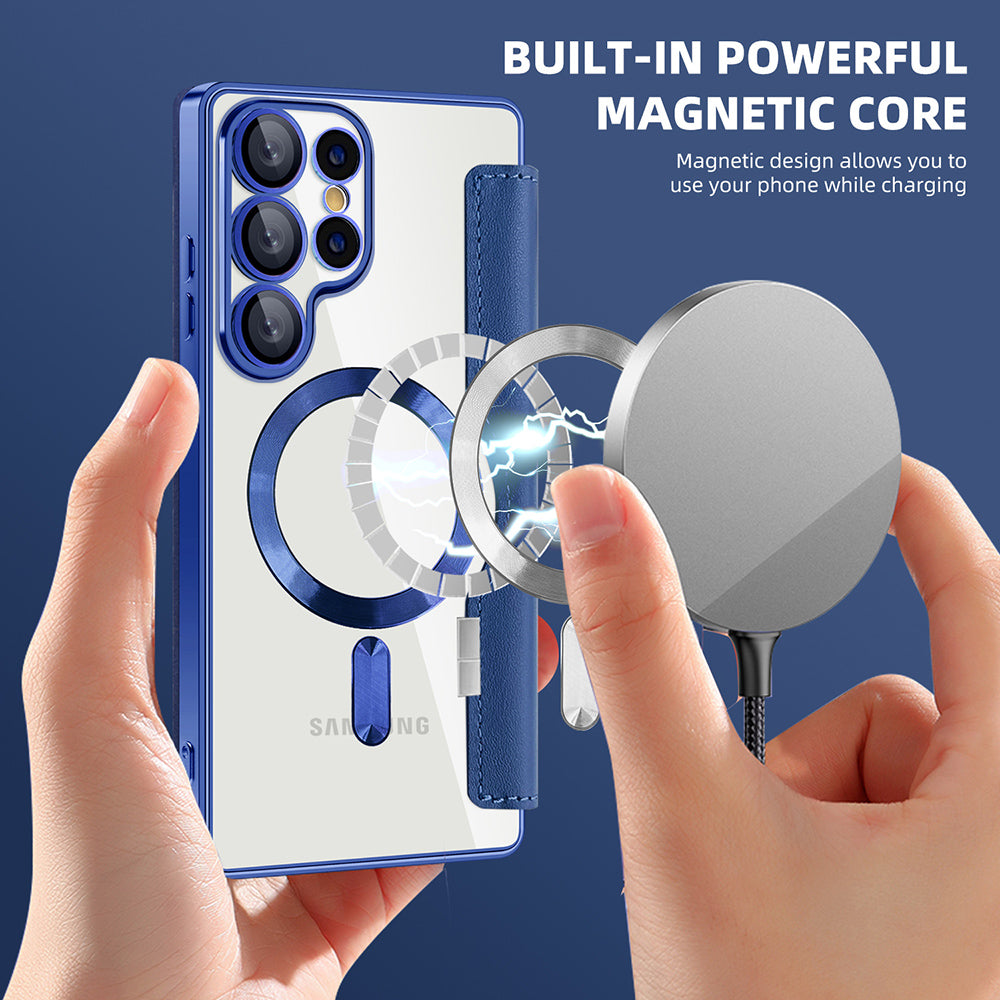 Funda MagSafe para Samsung Galaxy S25 Ultra S938, Techsuit, SmartMag Book, Azul