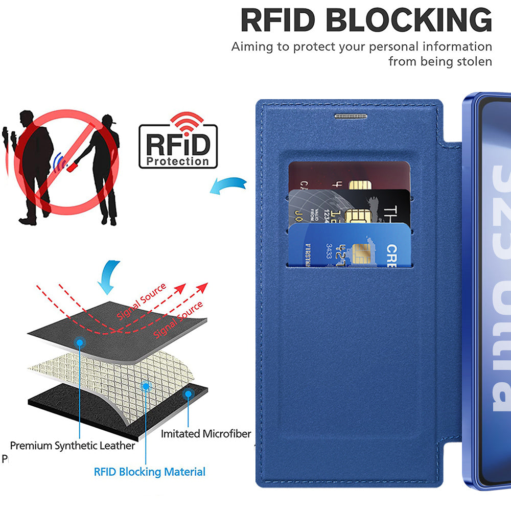 Funda MagSafe para Samsung Galaxy S25 Ultra S938, Techsuit, SmartMag Book, Azul