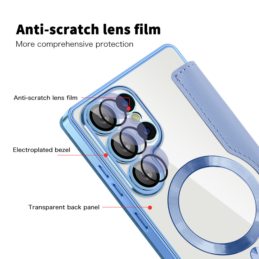 Funda MagSafe para Samsung Galaxy S25 Ultra S938, Techsuit, SmartMag Book, Azul