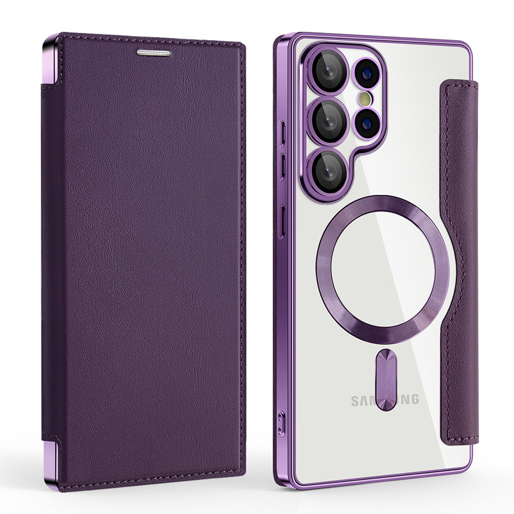 Funda MagSafe para Samsung Galaxy S25 Ultra S938, Techsuit, SmartMag Book, Morado
